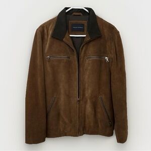 Vintage Banana Republic Mens Suede Brown Cowhide Leather Bomber Jacket Large